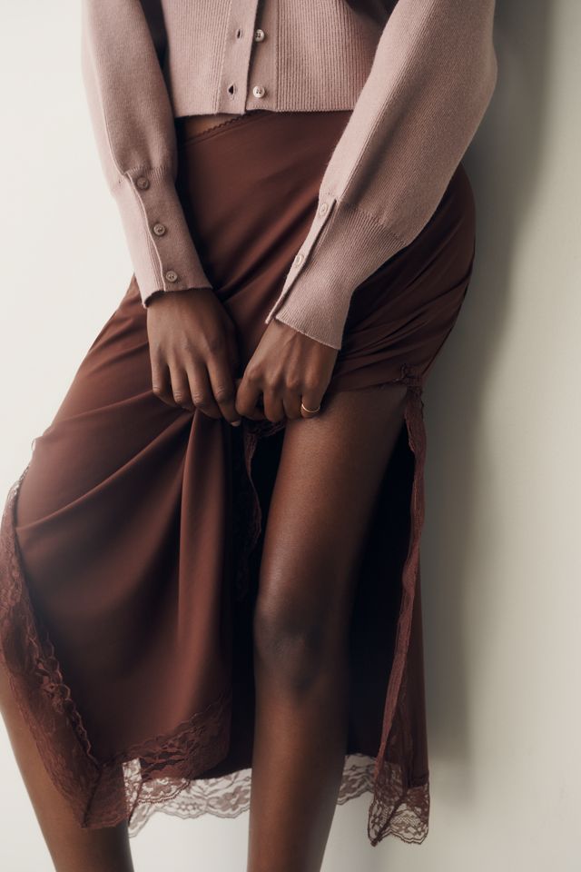 Jupe midi à bordure en dentelle By Anthropologie #1