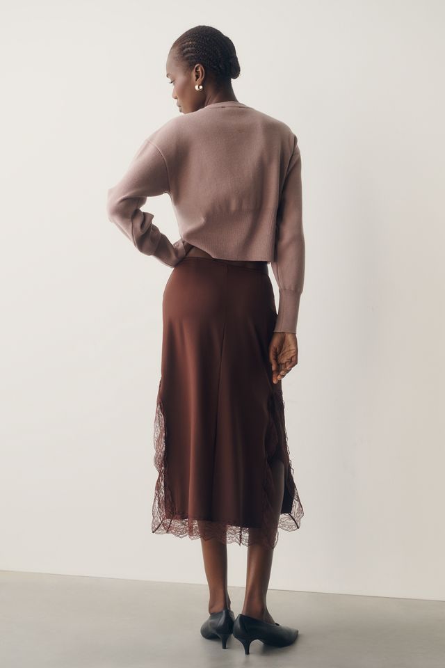 Jupe midi à bordure en dentelle By Anthropologie #3