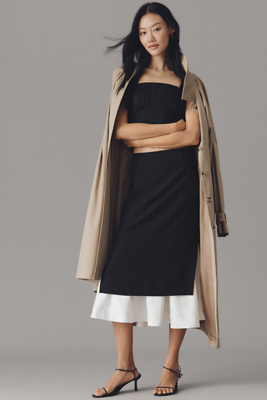 By Anthropologie High-rise Trumpet Midi Skirt In Black