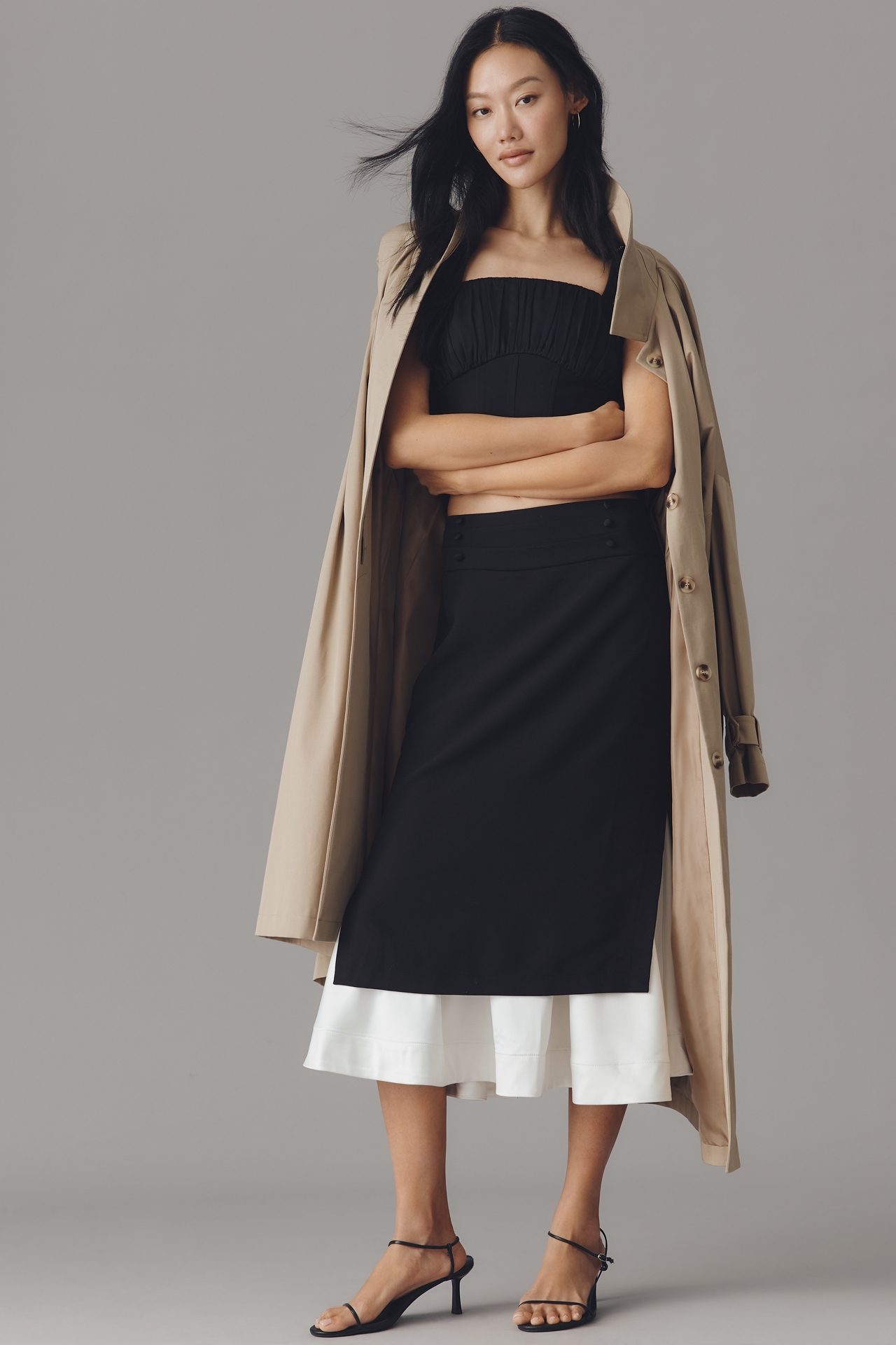 By Anthropologie High-Rise Trumpet Midi Skirt