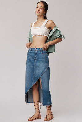 7 For All Mankind Libby Asymmetric Denim Midi Dress