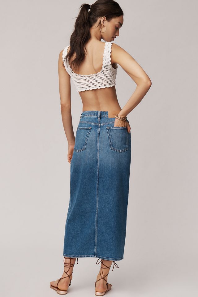 7 For All Mankind Libby High-Low Denim Midi Skirt #2