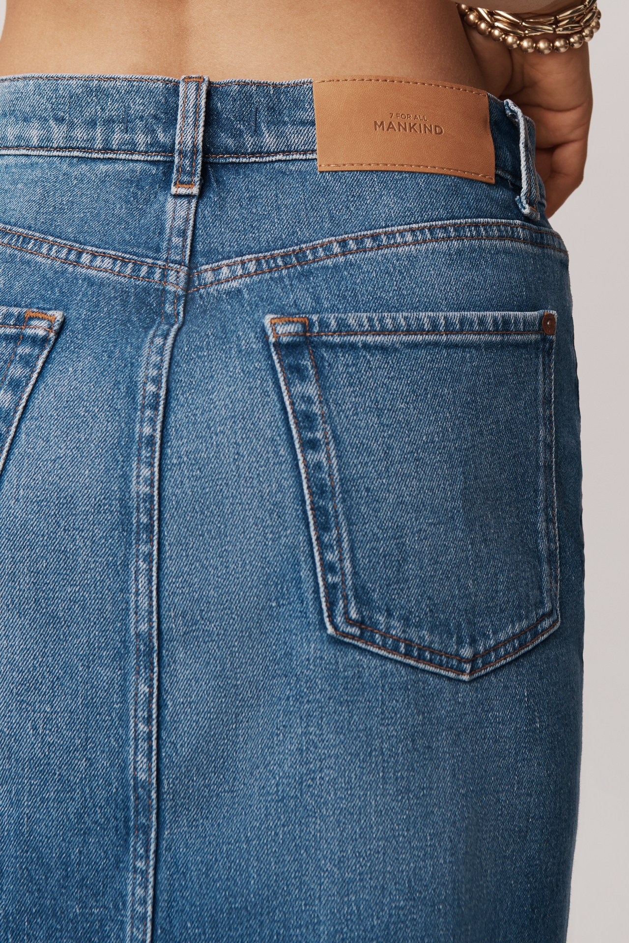 7 For All Mankind Libby High-Low Denim Midi Skirt