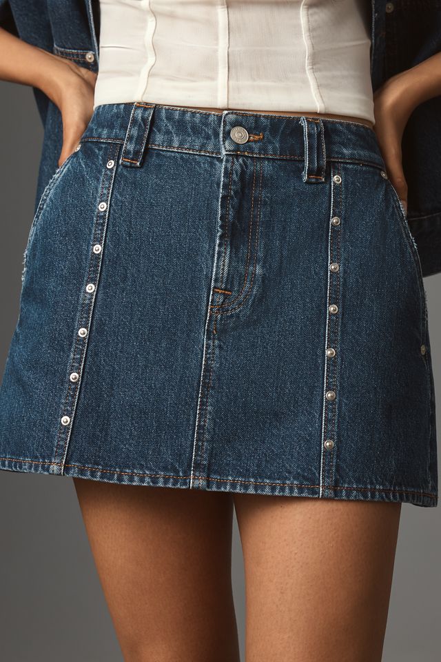 7 For All Mankind Milly Studded Denim Mini Skirt #2