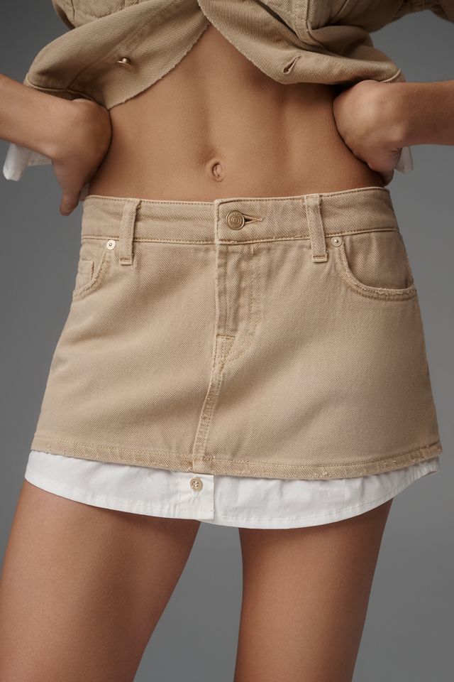 7 For All Mankind Layered Denim Mini Skirt #1