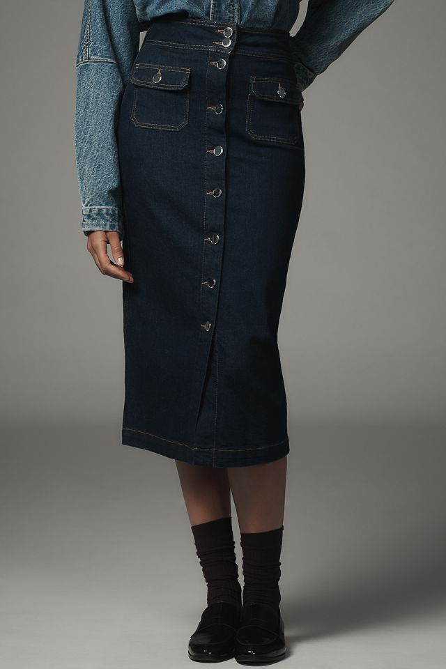 Derek Lam 10 Crosby Jewel Button-Front Midi Skirt | Anthropologie