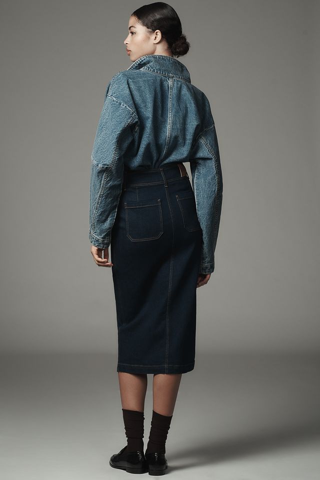 Derek Lam 10 Crosby Jewel Button-Front Midi Skirt | Anthropologie