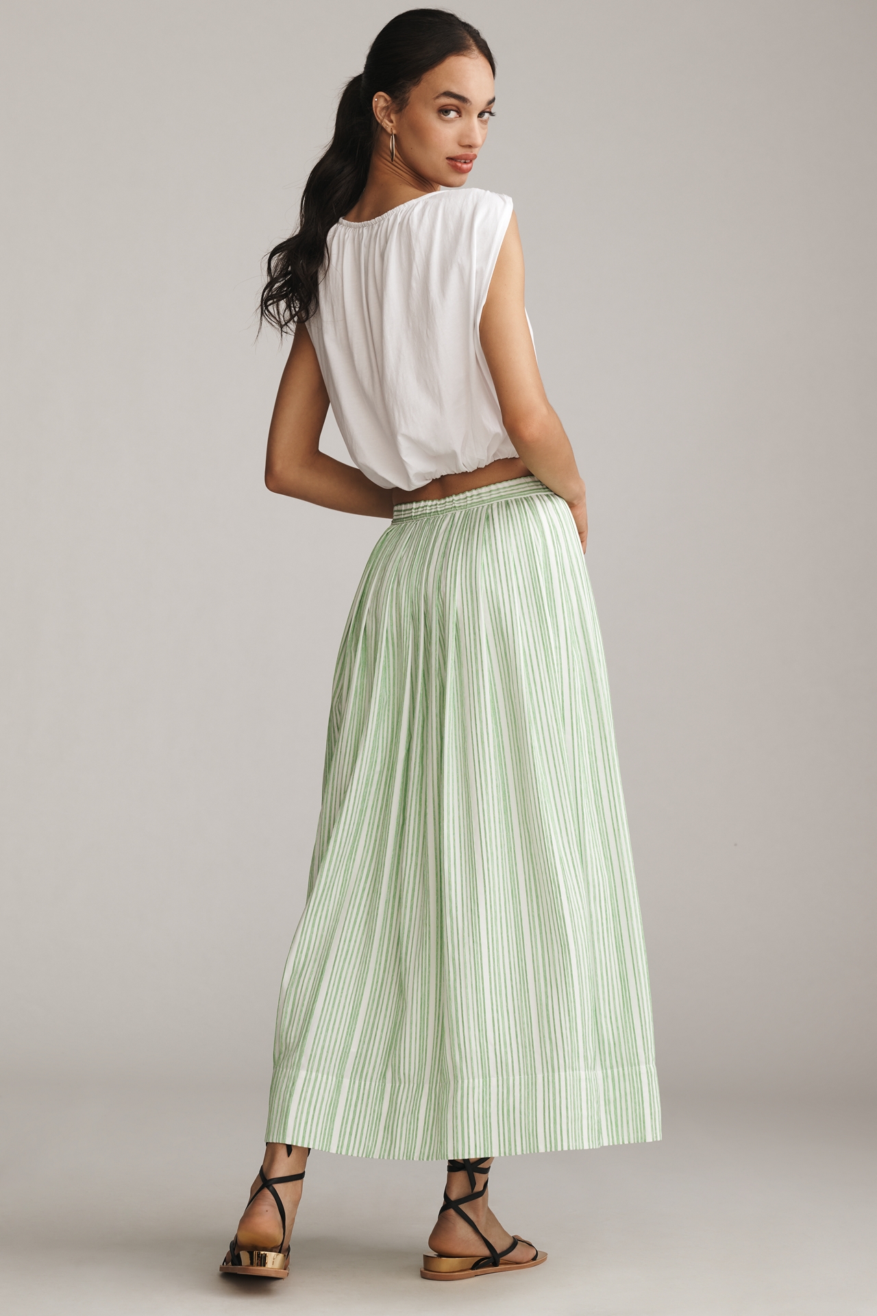 Derek Lam 10 Crosby Alexia Pleated Striped Midi Skirt