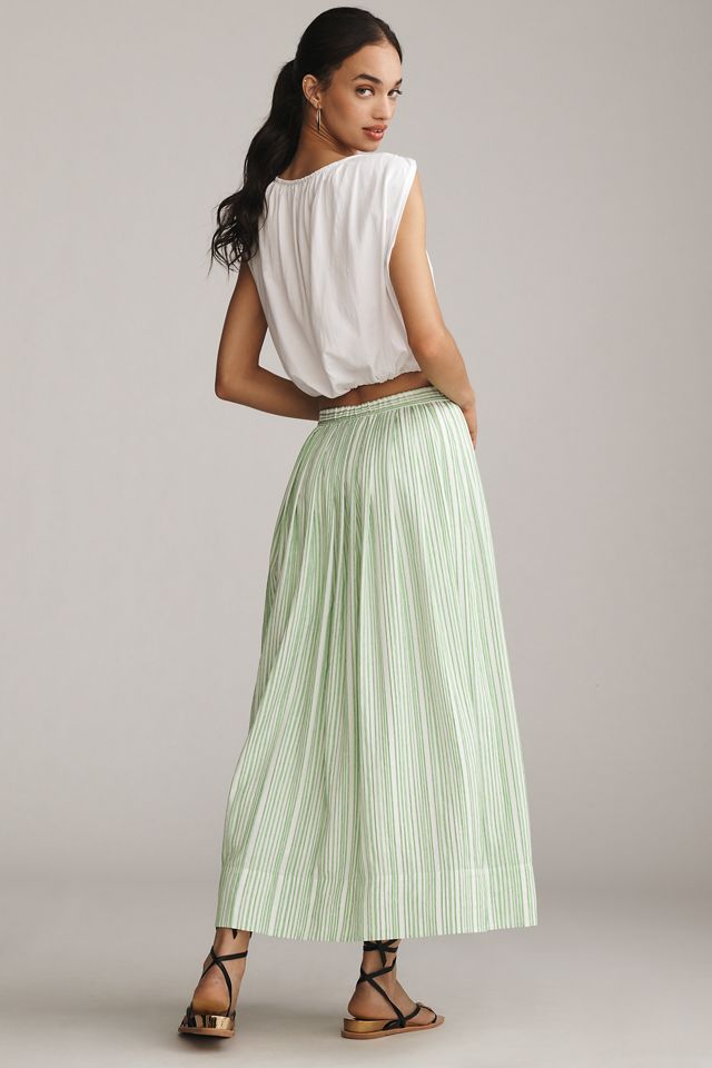 Derek Lam 10 Crosby Alexia Pleated Striped Midi Skirt #1