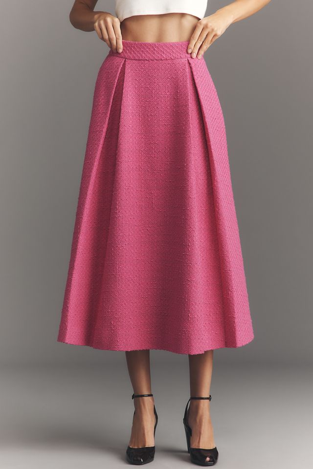 Derek Lam 10 Crosby Fenella Tweed Pleated Midi Skirt #1