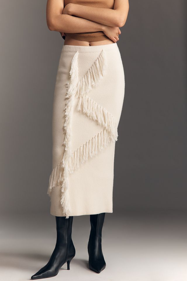 Derek Lam 10 Crosby Hestia Fringed Midi Sweater Skirt | Anthropologie