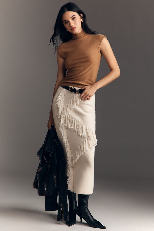 Derek Lam 10 Crosby Hestia Fringed Midi Sweater Skirt | Anthropologie