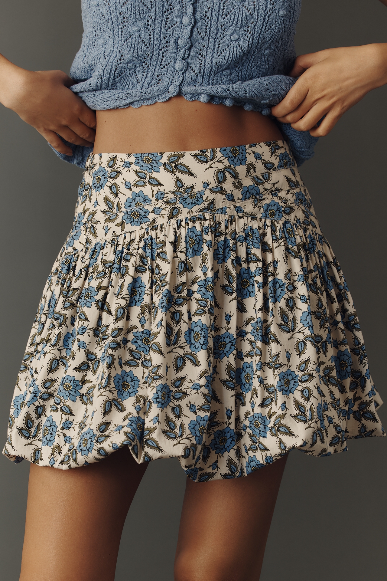 10 Crosby By Derek Lam Blue Belle Bubble Mini Skirt