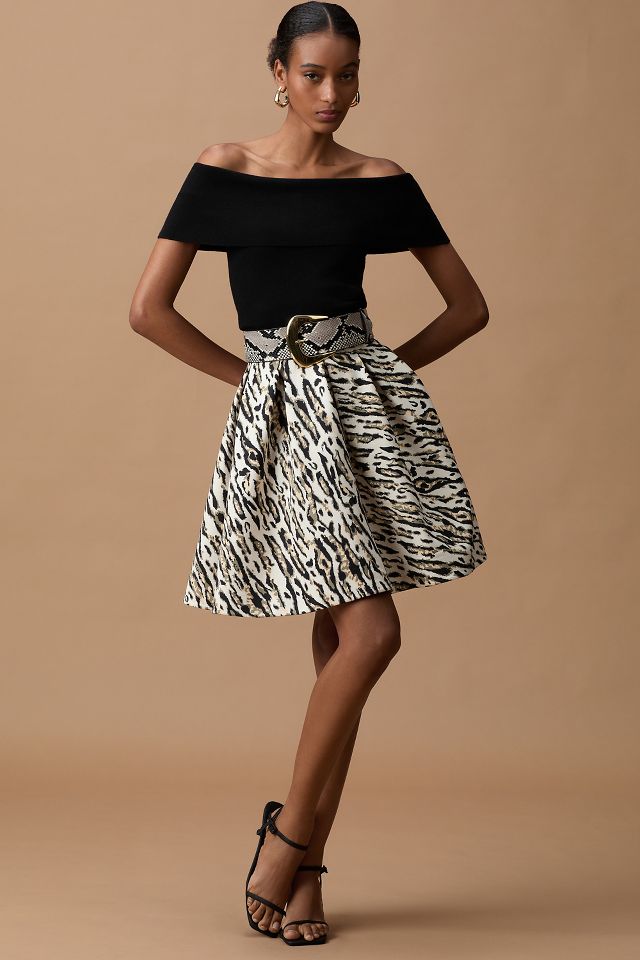Jacquard pleated mini skirt sales