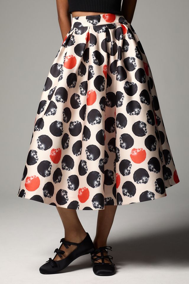THEO The Label Clio Pleated Dot Midi Skirt #1