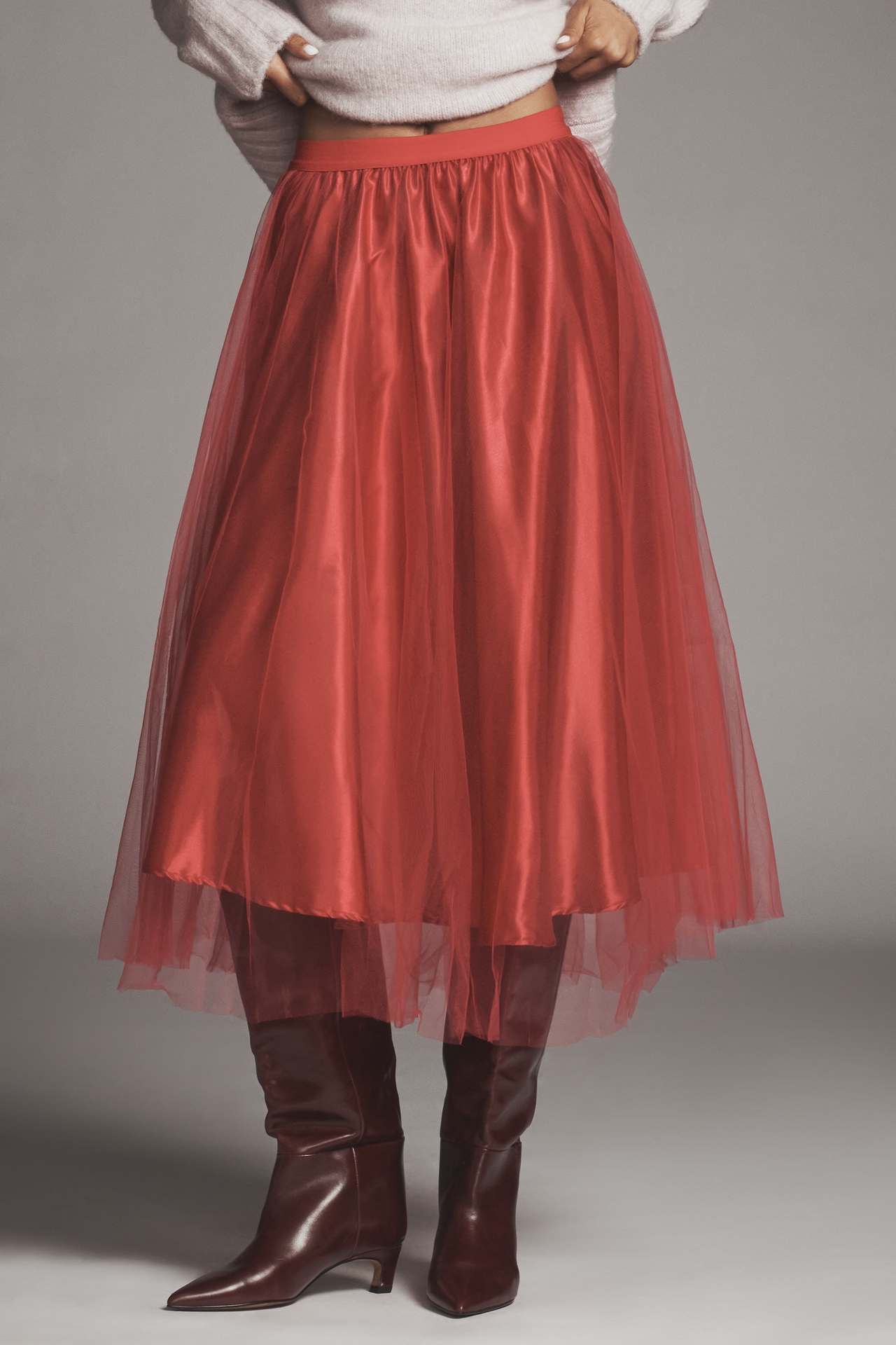 Maeve Crinkled Tulle Midi Skirt