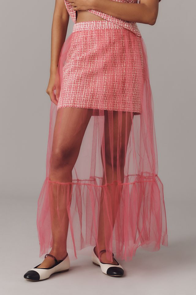 By Anthropologie Tulle Overlay Tweed Skirt #1