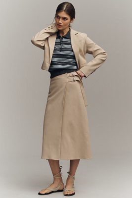 Buckled Wrap Midi Skirt