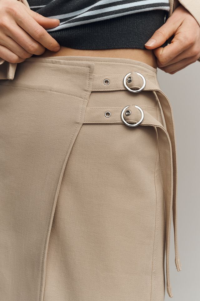 Maeve Buckled Wrap Midi Skirt #1