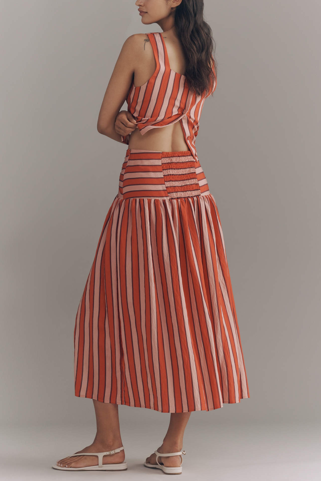 Maeve Ruched Split Midi Skirt