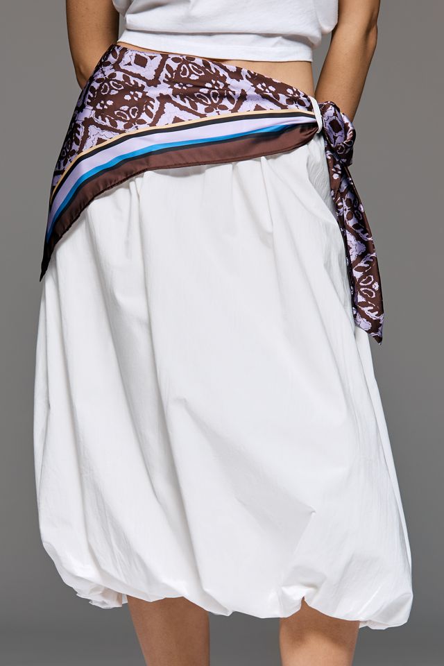 Maeve Cotton Scarf Bubble-Hem Midi Skirt | Anthropologie
