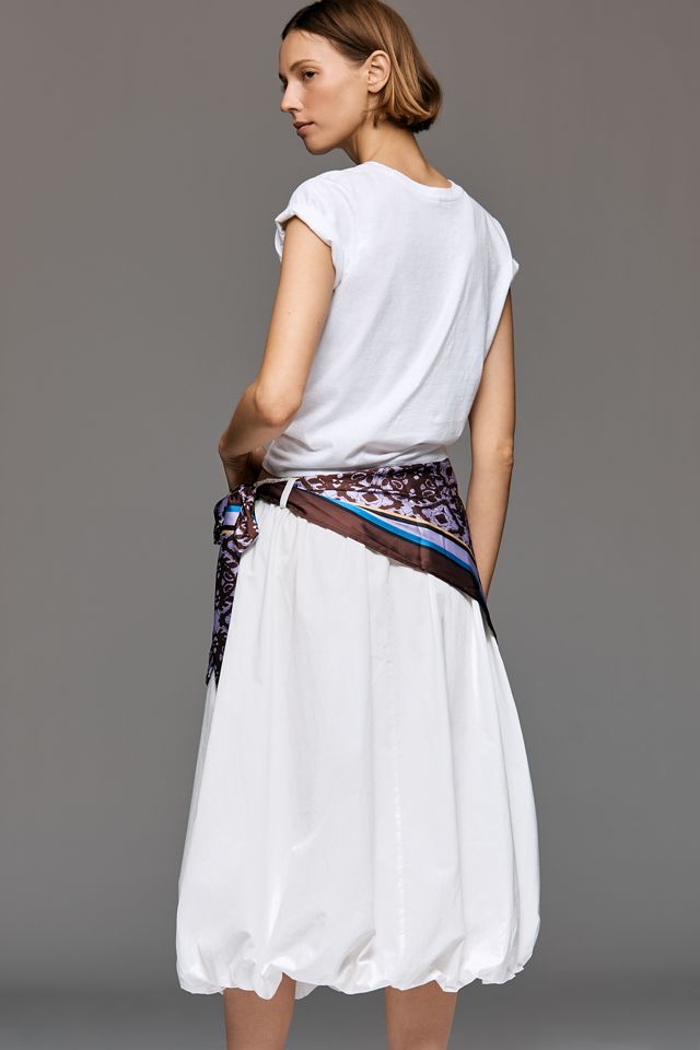 Maeve Cotton Scarf Bubble-Hem Midi Skirt | Anthropologie