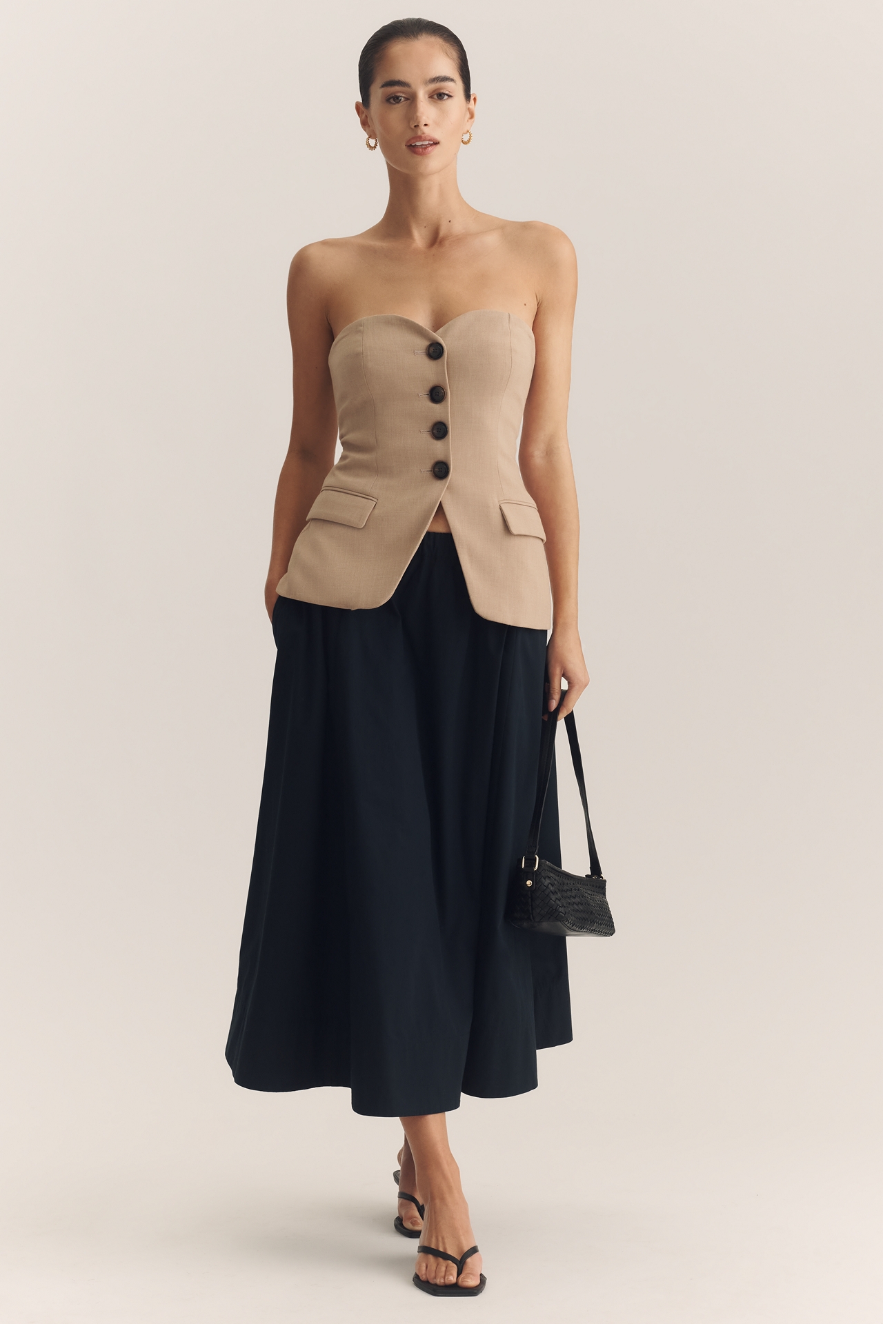 Maeve Cotton Pull-On Midi Skirt