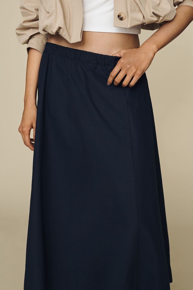 Maeve Cotton Pull-On Midi Skirt #1