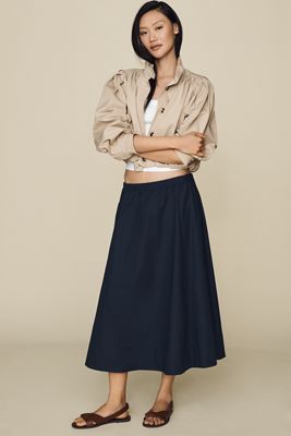 Maeve Cotton Pull-On Midi Skirt