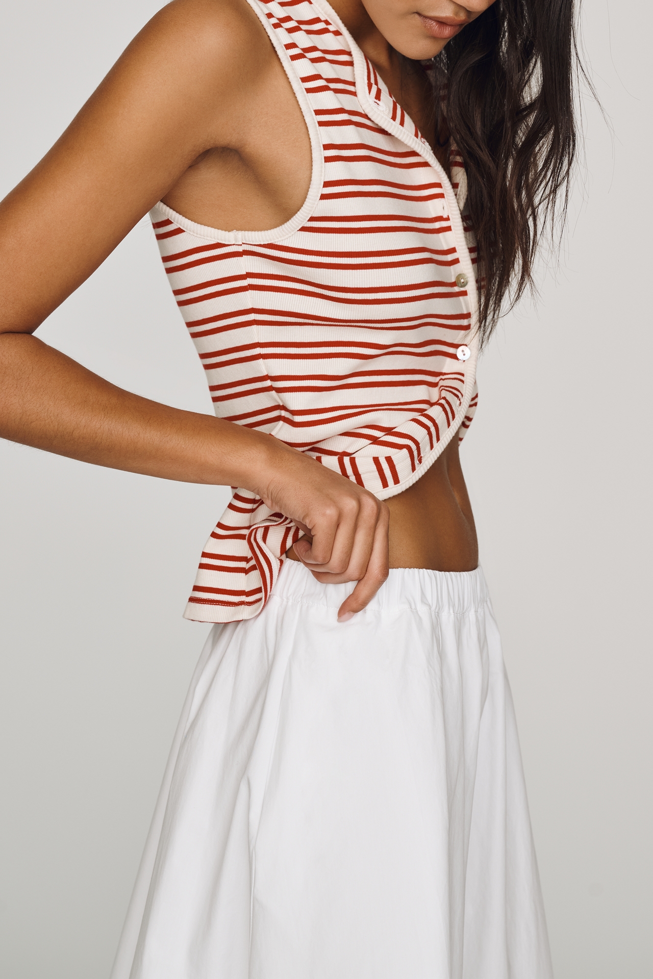 Maeve 100% Cotton Pull-On Midi Skirt
