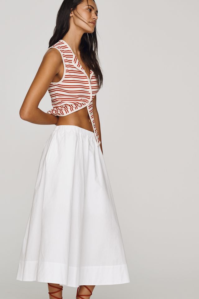 Maeve Cotton Pull-On Midi Skirt | Anthropologie
