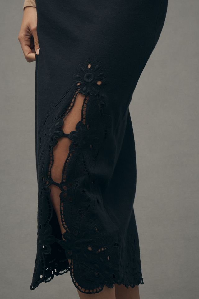 By Anthropologie Eyelet-Trim Knit Slim Midi Skirt | Anthropologie