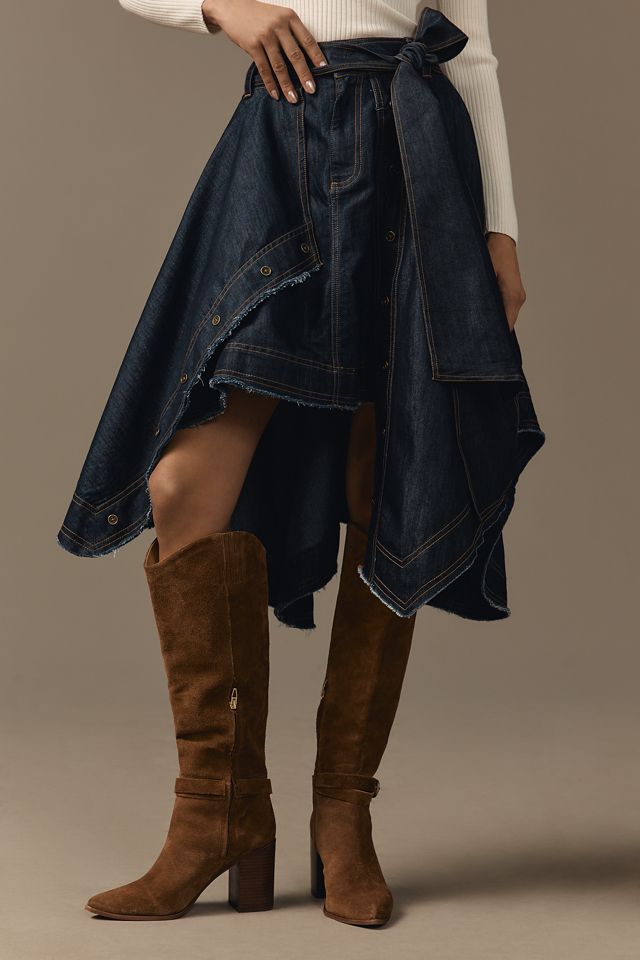 Pilcro Denim High-Low Asymmetric Raw-Hem Skirt #1