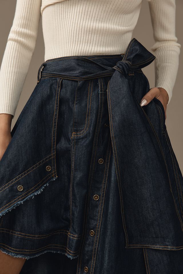 Pilcro Denim High-Low Asymmetric Raw-Hem Skirt #4