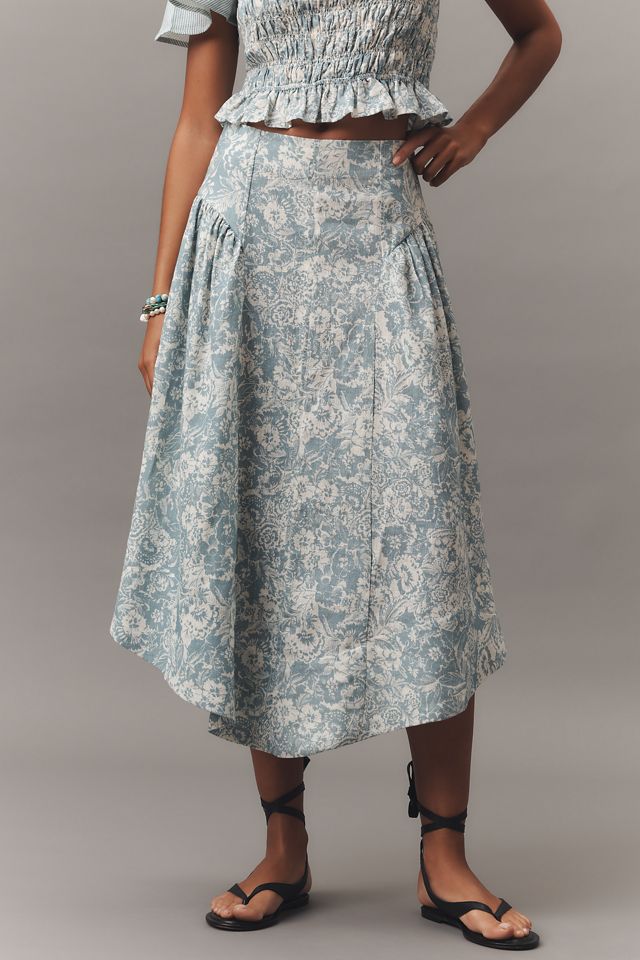 By Anthropologie Linen Midi Skirt #1