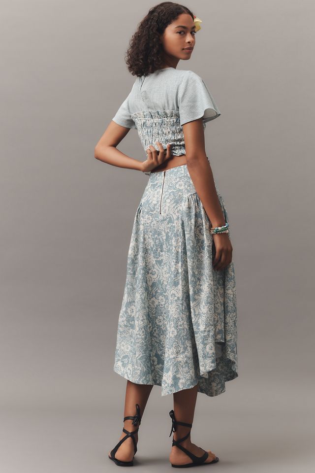 By Anthropologie Linen Midi Skirt #2