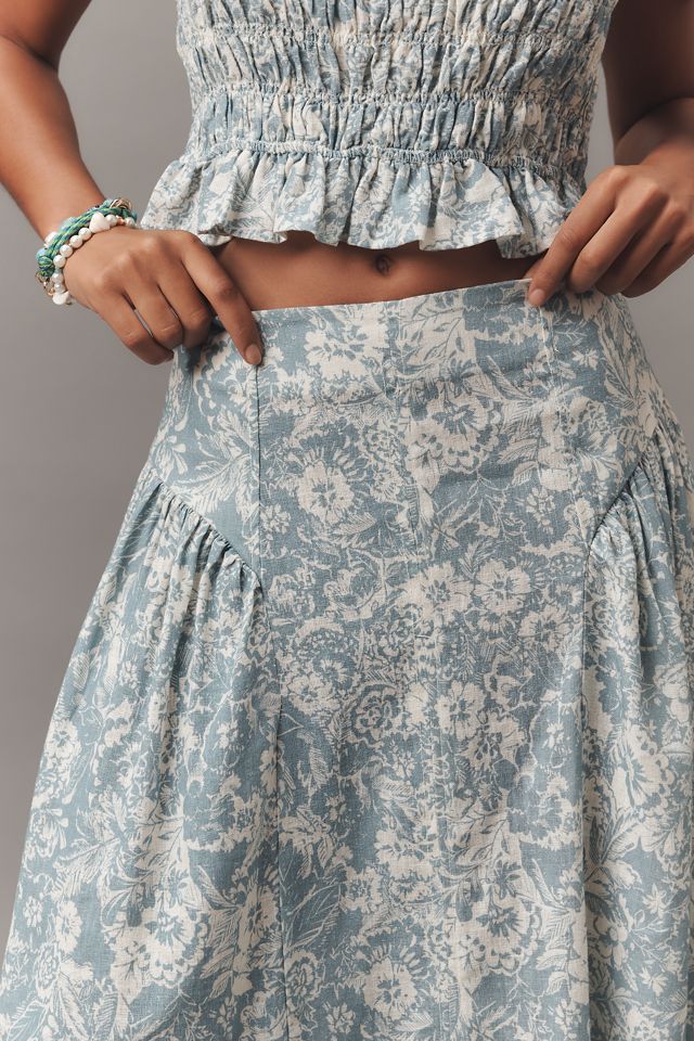 By Anthropologie Linen Midi Skirt #3