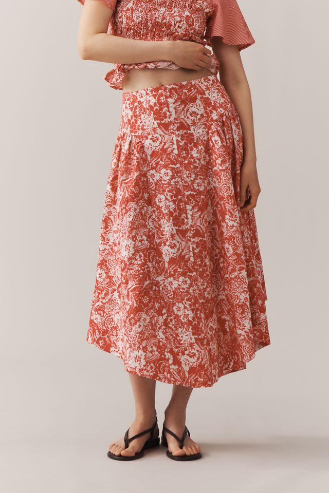 By Anthropologie Linen Midi Skirt #1