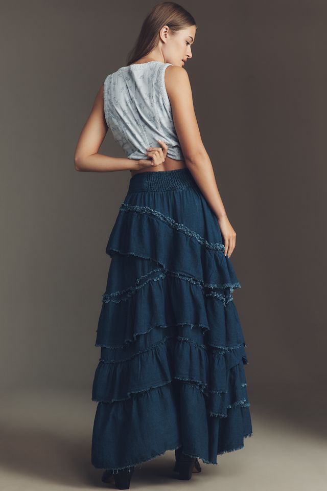 Pilcro Asymmetric Ruffled Tiered Maxi Skirt #3
