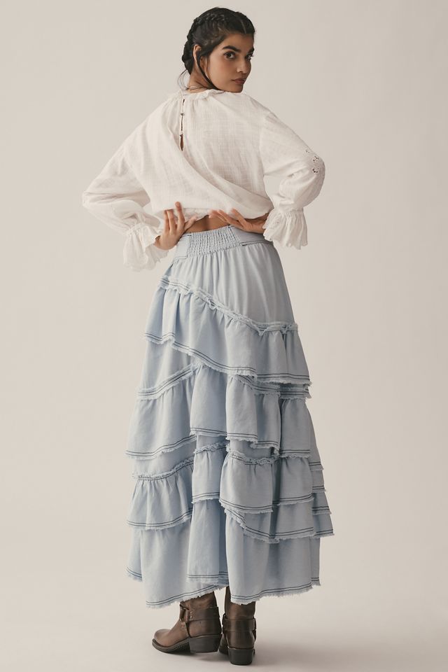 Pilcro Asymmetric Ruffled Tiered Maxi Skirt #3