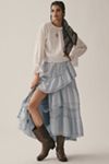 Pilcro Asymmetrical Ruffled Tiered Midi Skirt