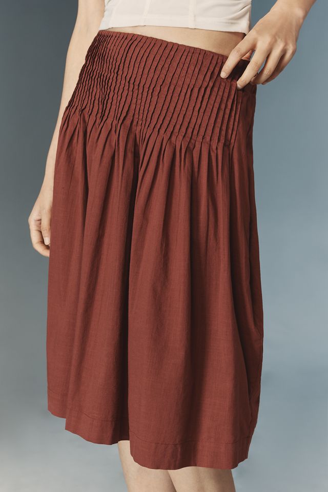 By Anthropologie Low-Rise Gathered-Yoke Knee-Length Skirt #1