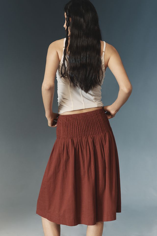 By Anthropologie Low-Rise Gathered-Yoke Knee-Length Skirt #2