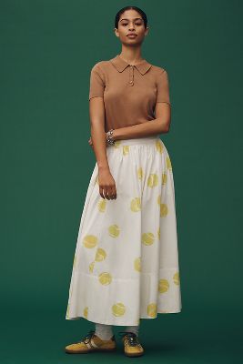 MAEVE THE JACIE POPLIN PRINTED MIDI SKIRT BY MAEVE: KATE SCHELTER EDITION 