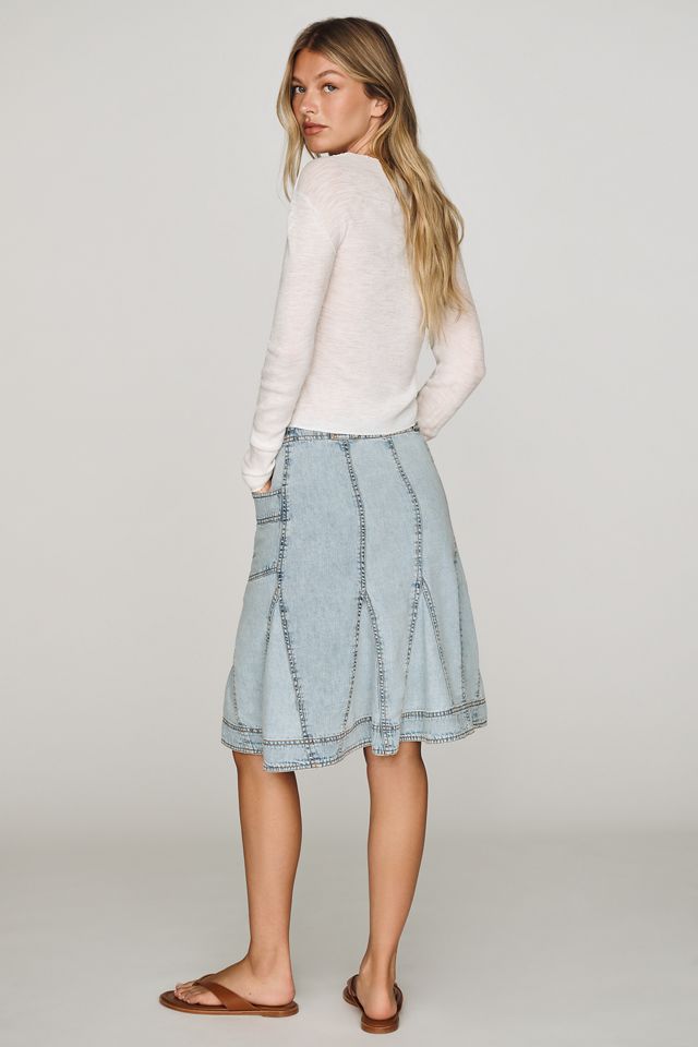 Pilcro Winona Fluted Denim Knee-Length Skirt #3