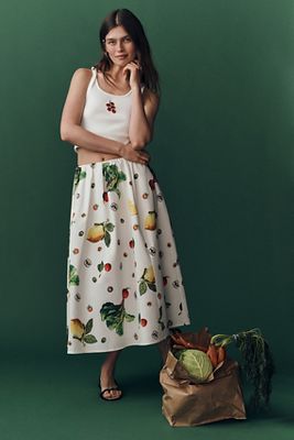 MAEVE THE JACIE POPLIN PRINTED MIDI SKIRT BY MAEVE 