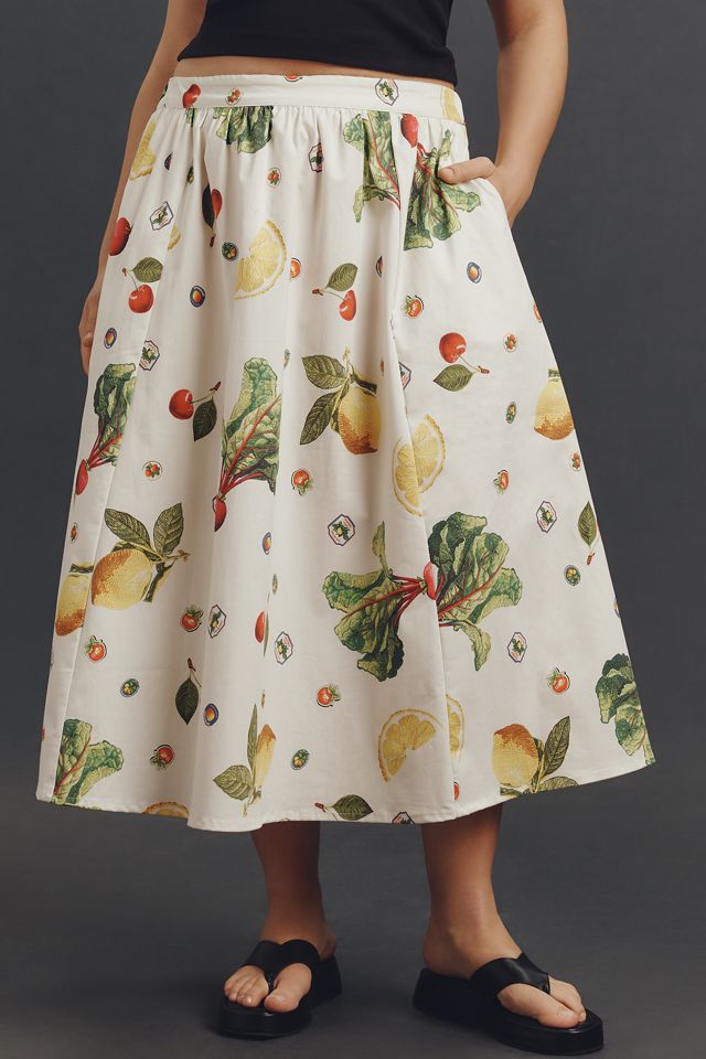 The Jacie Poplin Printed Midi Skirt by Maeve #6