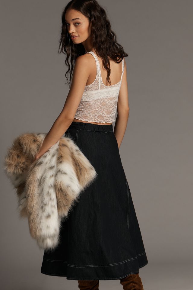 Pilcro Side-Slit Denim A-Line Midi Skirt #3