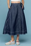 Pilcro Side-Slit Denim A-Line Midi Skirt