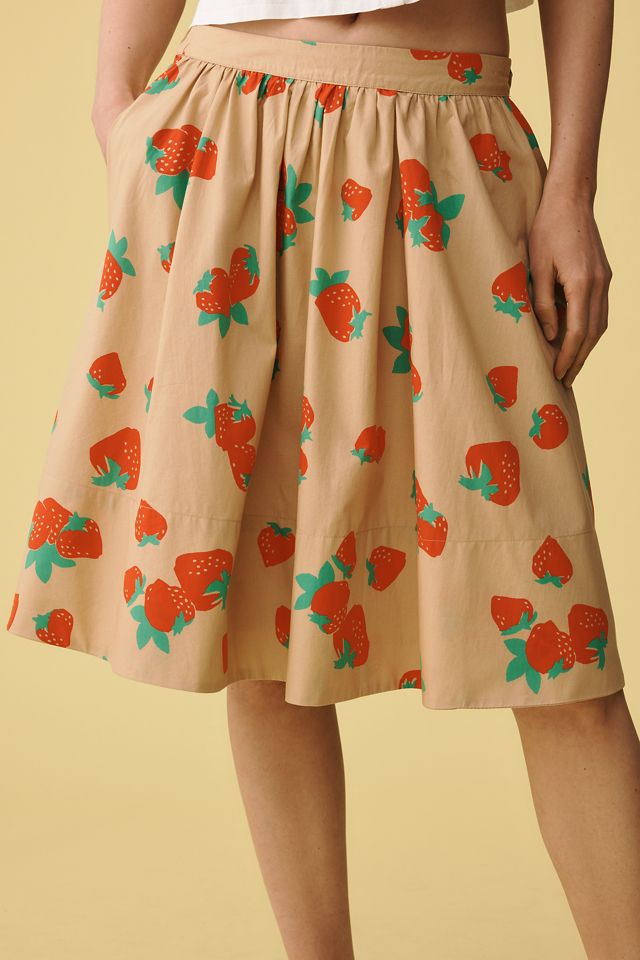 The Jacie Poplin Printed Knee-Length Skirt by Maeve #1